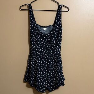 Apostrophe Black and Pink Floral Romper